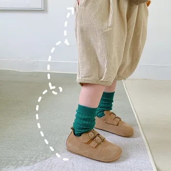 6 чифта/лот, пролетно-летни модни ежедневни памучни обикновена чорапи за малки момичета, прости меки чорапи със средна дължина, за новородени Унисекс