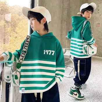 Дрехи за малките момчета, пролетно-есенна hoody с качулка, нова корейска версия на дрехи за тийнейджъри, свободна модерна тениска, ежедневни спортни облекла за момчета