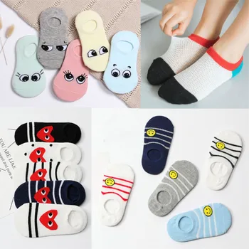 Пролетно-летни чорапи, нови детски чорапи с памучна подплата, размер чорапи без показване, дишащи невидим детски чорапи без показване на глезените