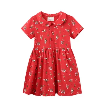 2023 Лятна нова детски дрехи европейски и американски детски поли, Детски поли модно вязаное червена рокля за момичета