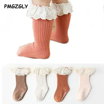 Чорапи за новородени, дантелени чорапи със средна дължина, дантелени чорапи принцеси за момичета, дълги чорапи за момичета, прекрасни памучни чорапи за момичета, пролет-есен