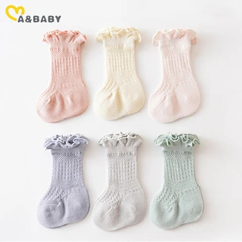 ma & baby 0-3Years Чорапи за Новородени Бебета и Малки Момичета, Меки Летни Мрежести Чорапи с Волани за Момичета D01
