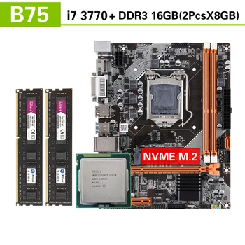 Комплект дънната платка Kllisre B75 с Core i7 3770 2x8 GB = 16 GB 1600 Mhz DDR3 памет Настолна NVME M. 2 USB3.0 SATA3