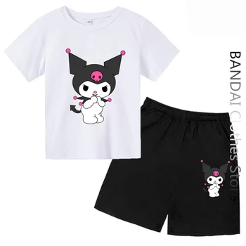 Kawaii Kuromi/ Тениска За момичета, Модни Памучен Дрехи за момчета С Картина на Аниме, Детска Тениска с Шарките на 