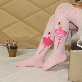 Детски чорапи, балетные гамаши с цветя модел за момичета, чорапогащи принцеса, памучни ластични чорапи носочные бижута, мода за деца от 3-10 години, стегнати