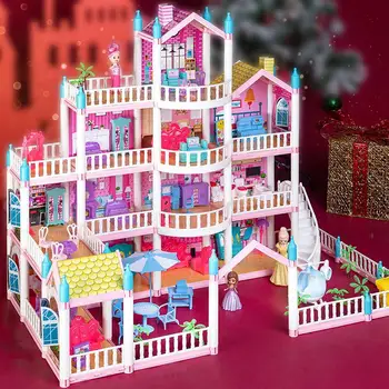 Куклена къща със собствените си ръце, Монтесори, 3D Събрана вила, куклен набор, Моделиране на Голям Замък на принцеси, куклена къща, комплект за момичета, играчка-пъзел, подарък