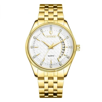 Луксозни Мъжки Златни часовници, Бизнес Кварцови Часовници за Мъже, Модерни Кварцови часовници е от неръждаема Стомана Relogio Masculino