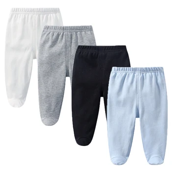 Унисекс, 4 предмет, обикновен панталони за малки момчета от 100% памук, панталони за новородените момичета 0-12 м, есенни чорапогащи, пролетни активни