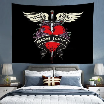 Стенен Гоблен Bon-Jovi Група На Рок-Арт Декор Музикални Тапети Естетически Украса Спални Леглото Декоративни