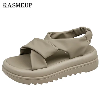 RASMEUP Women 2023, нови сандали на платформа, летни дамски модни леки сандали от изкуствена кожа с катарама, сандали с платформа и ток, дамски сандали