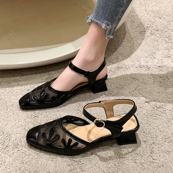 2023 Дамски сандали Baotou с односложной ключалката и цветен модел, Окото дамски обувки с изрезки, Летни Модни и Удобни дамски обувки-лодка