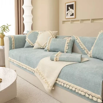 Синельная мека мебел възглавница Four Seasons Универсална възглавница Прост модерен Нескользящий кожен калъф за дивана, тканевое кърпа