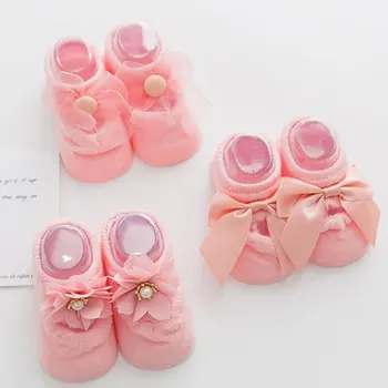 Чорапи за новородени, 3 чифта дантелен тънки кухи детски обувки, памучни летни дрехи принцеси за момичета, лук, водещата