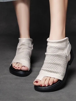 Birkuir/ Дамски джапанки-чехли с изрезки, луксозни дишащи летни плажни сандали с нисък ток с отворени пръсти, елегантни дамски обувки