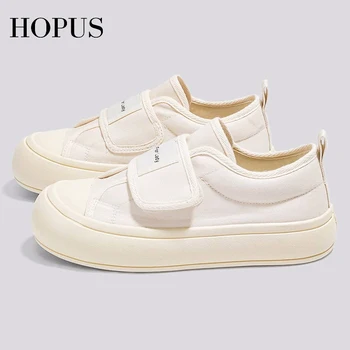 Дамски парусиновая обувки HOPUS, лятна мода бяла дишаща ежедневни обувки за жени, Новости 2023 г., удобни маратонки, прости