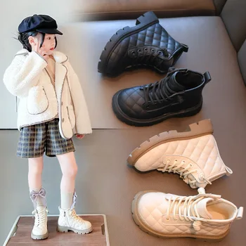 Реколта обувки за момичета, детски кожени ботильоны, модни обувки за момичета, есенно-зимни детски обувки, обувки на принцесата подметка