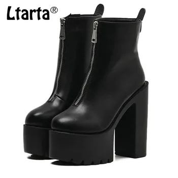 LTARTA Hate / високи обувки къса платформа, водоустойчиви дамски ботуши с цип и високи токчета, тънки ботильоны.JXQ-1888-21