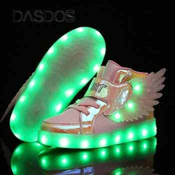 Размер 27-37, детски обувки с led подсветка, маратонки с подсветка за момчета и момичета, светещ обувки за детското бягане, спортна дишаща ежедневни светещ подметка