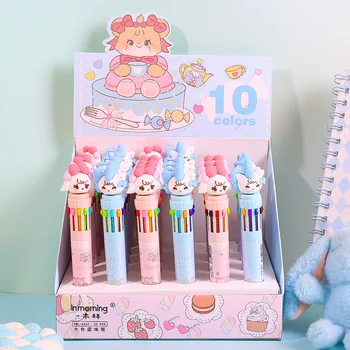 Креативна химикалка химикалка, розова момичето-котка, 10 цвята, канцеларски материали, 0,5 Цветни дръжки за начално училище, подарък за рожден Ден