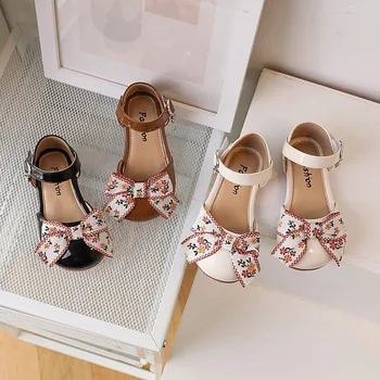 Детски сандали от изкуствена кожа с цветна лента Mary Janes за момичета, три цвята 23-32, скъпа Елегантна лека детски обувки принцеса