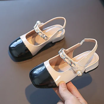 Дамски сандали Mary Jane на висок ток, лятна корейска, френска мода, училищни обувки принцеса с веригата за момичета, новост 2023 година