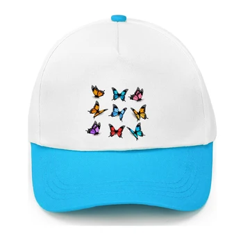 Изработена по поръчка пътна шапка, бейзболна шапка с анимационни принтом пеперуди, Регулируем детска шапка, солнцезащитная шапка за момчета и момиченца, шапка в стил хип-хоп, Добавете си