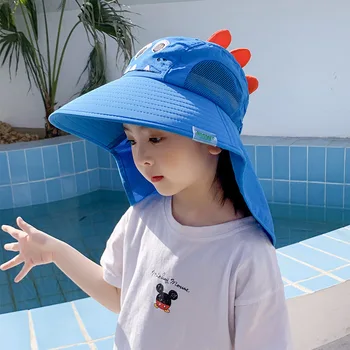 Летни детски шапки, Слънчеви шапки, със защита от ултравиолетови лъчи за деца, Скъпа Защита на врата, Слънцезащитен крем, Рибарска шапка за момчета и момичета, Детски стоки