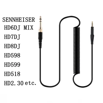 За Sennheiser HD8 HD7 HD8DJ HD598 HD2.30 HD549 HD515 HD518 HD558 Взаимозаменяеми 6,35 мм голям включете щепсела на 2,5 мм пружинен кабел за слушалки За Sennheiser HD8 HD7 HD8DJ HD598 HD2.30 HD549 HD515 HD518 HD558 Взаимозаменяеми 6,35 мм голям включете щепсела на 2,5 мм пружинен кабел за слушалки 0