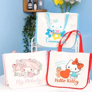 Sanrio hello kitty 2023 Холщовая чанта Мультяшная сладко чанта за Bento, чанта за обяд за момичета, Чанта за съхранение на Cinnamon My Melody, чанта през рамо