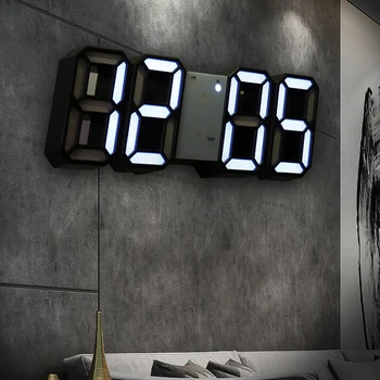 Стенен часовник Digital alarm clock Модерна кухня Електронен умен 3D USB захранване led дисплей за време, Дата на температурата на Работния Плот Спалня