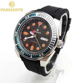 PARSRPE - луксозни часовници мъжки сапфир калибър NH36 от неръждаема стомана, прозорец календар на ден самурай, водоустойчиви часовници за водолази