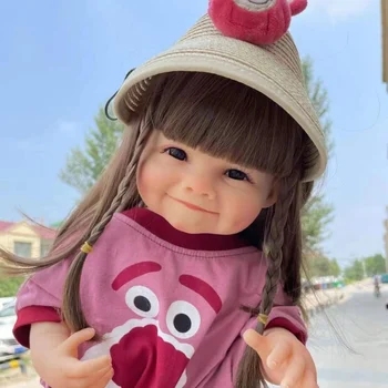 55 см Новородено реалистична силиконова кукла–Реборн за цялото тяло -Очарователна играчка за малки момиченца, модел за показване дрехи, реалистична, може да вземе вана
