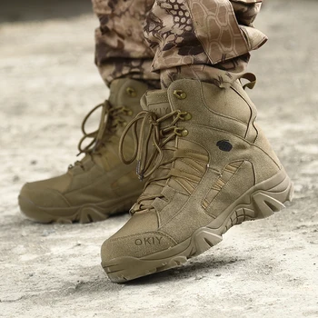 Военни водоустойчив тактически обувки Мъжки защитни Работни обувки туристически обувки за улицата пустинята