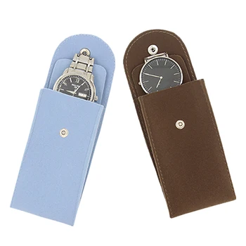 Кафяво-синьо замшевая кожена кутия за часовници Калъф за защита на колекцията от часовници Ръчни часовници Relogio Display Box за аксесоари за часовници