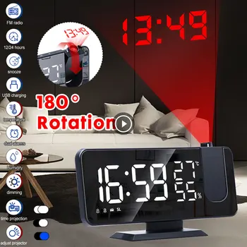Led дигитален будилник, Настолни електронни настолни часовници USB-будилник FM радио проектор време, Функцията за повторение