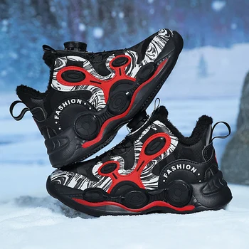 Модни детски гуменки за момчета, зимна топла плюшен ежедневни обувки Zapatillas, маратонки за бягане, размер 29-40