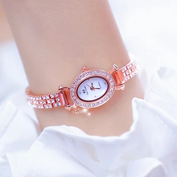 2022 BS Часовник с малък циферблат, дамски ръчни часовници с диаманти, кварцов водоустойчив златни луксозни маркови дамски часовници 2023