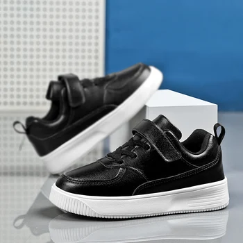 Кожена детски обувки Ежедневни бели Черни маратонки Детска лека удобни спортни обувки за момчета Размер 26-40