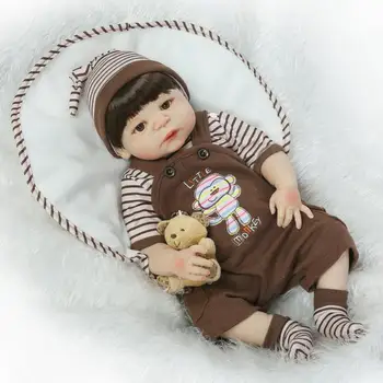 NPK 55 см, пълна силиконова эмиляция на новородено момче с черни приклеенными коса на силиконова кукла реборн подаръци и играчки за деца NPK 55 см, пълна силиконова эмиляция на новородено момче с черни приклеенными коса на силиконова кукла реборн подаръци и играчки за деца 2