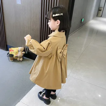 Дългата ветровка с ревера за момичета, корейската версия на детски дрехи от 2 до 6 години Дългата ветровка с ревера за момичета, корейската версия на детски дрехи от 2 до 6 години 2