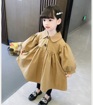 Дългата ветровка с ревера за момичета, корейската версия на детски дрехи от 2 до 6 години Дългата ветровка с ревера за момичета, корейската версия на детски дрехи от 2 до 6 години 5